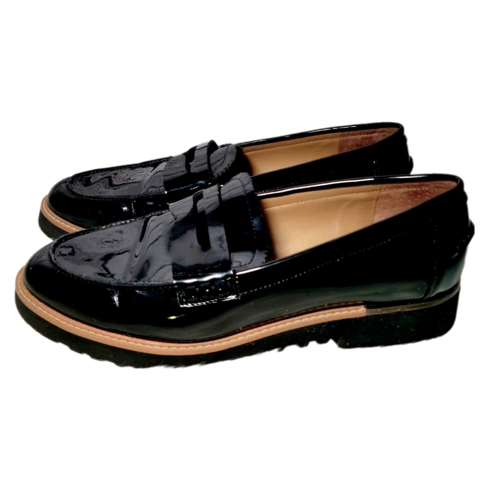 Franco Sarto Cedra Black Patent Loafers Size 7.5M